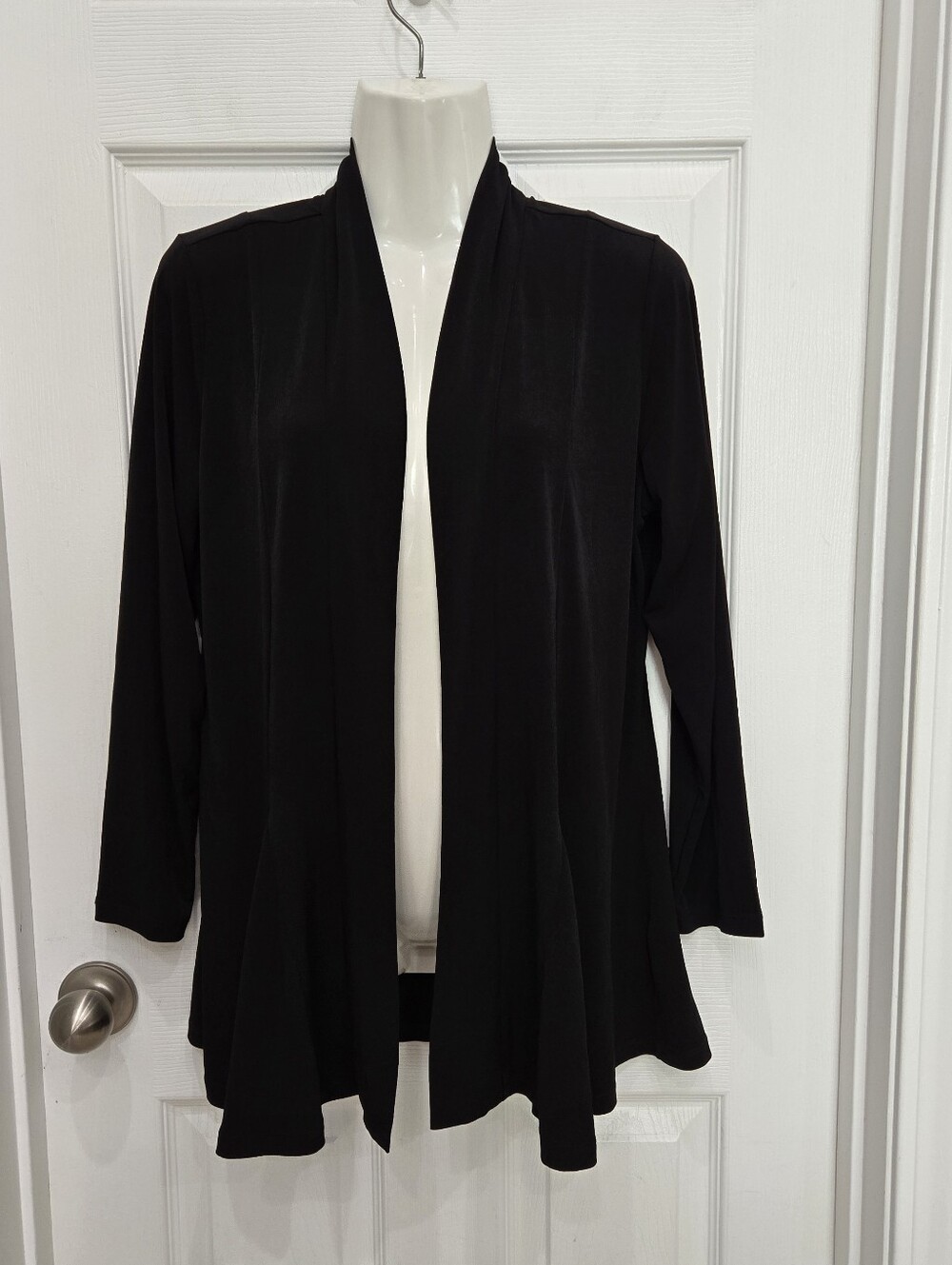 Susan Graver Liquid Knit 3/4 Sleeve Open Front Cardigan Top Jacket